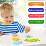 Bilingual Arabic-English Learning Toy for Kids, 510-Word Recognition Flash Cards, Auditory Sensory Educational Game, Early Childhood Development, Dual Language Pocket Vocabulary Builder, Suitable for Ages 3+, Ideal for Christmas