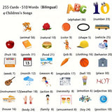Bilingual Arabic-English Learning Toy for Kids, 510-Word Recognition Flash Cards, Auditory Sensory Educational Game, Early Childhood Development, Dual Language Pocket Vocabulary Builder, Suitable for Ages 3+, Ideal for Christmas