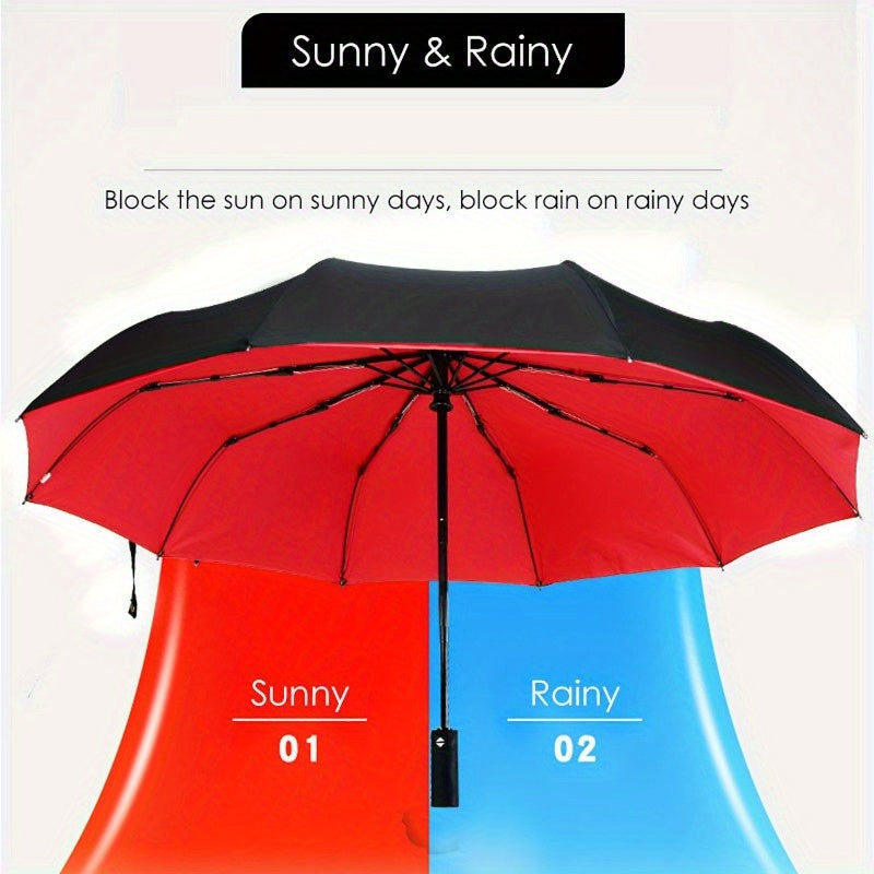 Unbreakable Windproof Automatic Umbrella - Fashion-Forward Design with 10-Rib Frame, Extra Large Sun &amp; Rain Protection, Seamless One-Touch Open, Advanced UV Shield