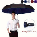 Paraguas automático irrompible a prueba de viento: diseño moderno con marco de 10 varillas, protección extra grande contra el sol y la lluvia, apertura sin costuras con un solo toque, protección UV avanzada