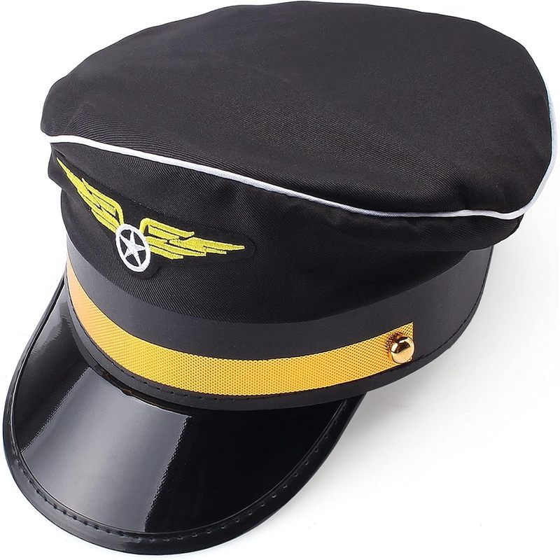 Pilot Captain Hat for Adults & Teens - Perfect for Halloween, Cosplay Parties & Events - Durable Polyester