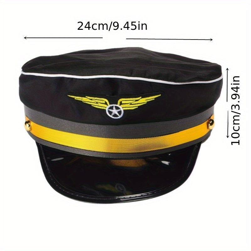 Sombrero de capitán piloto para adultos y adolescentes: perfecto para Halloween, fiestas de cosplay y eventos. Poliéster duradero.