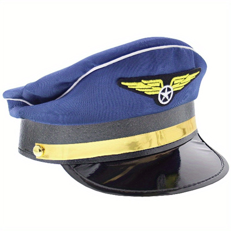 Sombrero de capitán piloto para adultos y adolescentes: perfecto para Halloween, fiestas de cosplay y eventos. Poliéster duradero.