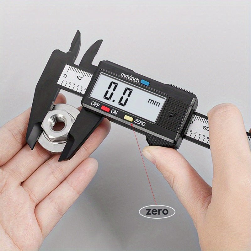 High-Precision Digital Caliper with Large LCD Display - Durable Carbon Fiber, Adjustable Strap for Office & Industrial Use