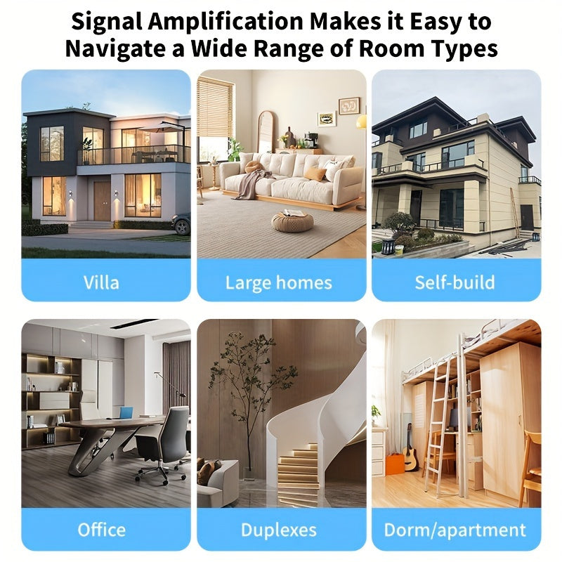 Momotor WiFi Booster, 1200Mbps Dual-Band 2.4 & 5GHz, Strong Signal Penetration for Up to 35 Devices, 4 High-Gain Antennas for 360° Coverage, Ethernet Port, 1-Tap Setup for Home, Office, Cafes - European Standard Plug