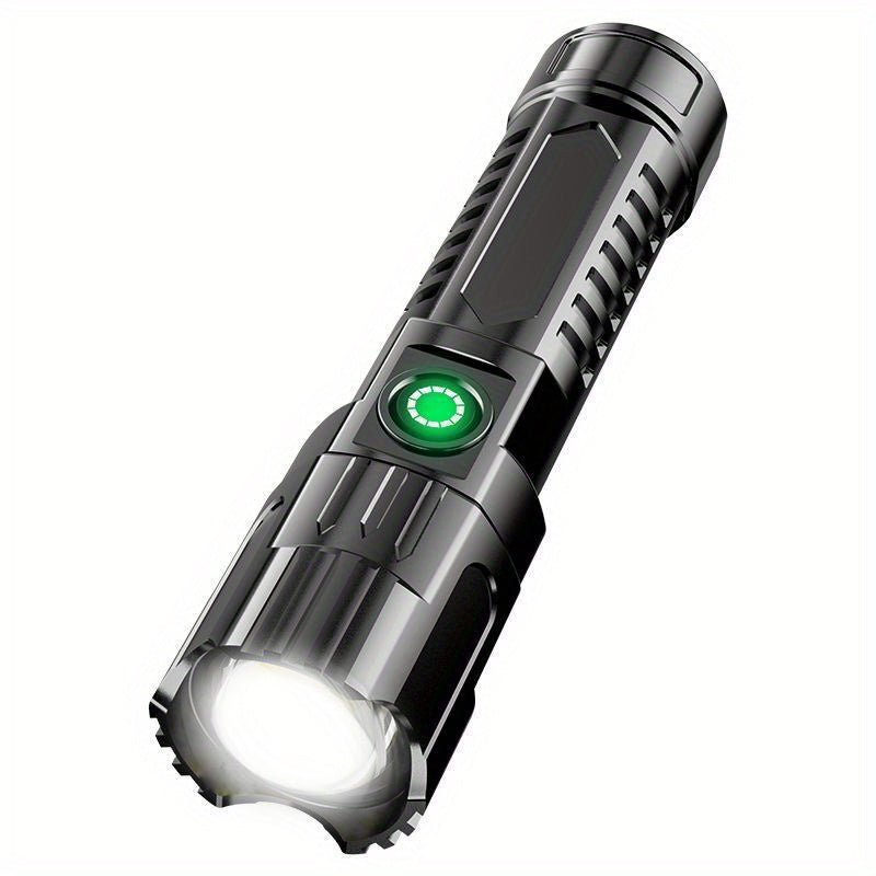 APOLLOFIRE 2-Pack LED Flashlights, 1200mAh Lithium Rechargeable Battery, Portable Tactical Zoom, USB, High Lumen Flood & Security Light, Push Button Control, Semi Flush Mount, No Remote, Black Plastic Finish
