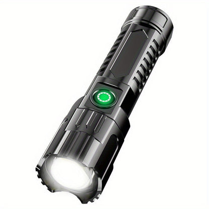 APOLLOFIRE 2-Pack LED Flashlights, 1200mAh Lithium Rechargeable Battery, Portable Tactical Zoom, USB, High Lumen Flood & Security Light, Push Button Control, Semi Flush Mount, No Remote, Black Plastic Finish