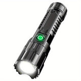 APOLLOFIRE 2-Pack LED Flashlights, 1200mAh Lithium Rechargeable Battery, Portable Tactical Zoom, USB, High Lumen Flood & Security Light, Push Button Control, Semi Flush Mount, No Remote, Black Plastic Finish