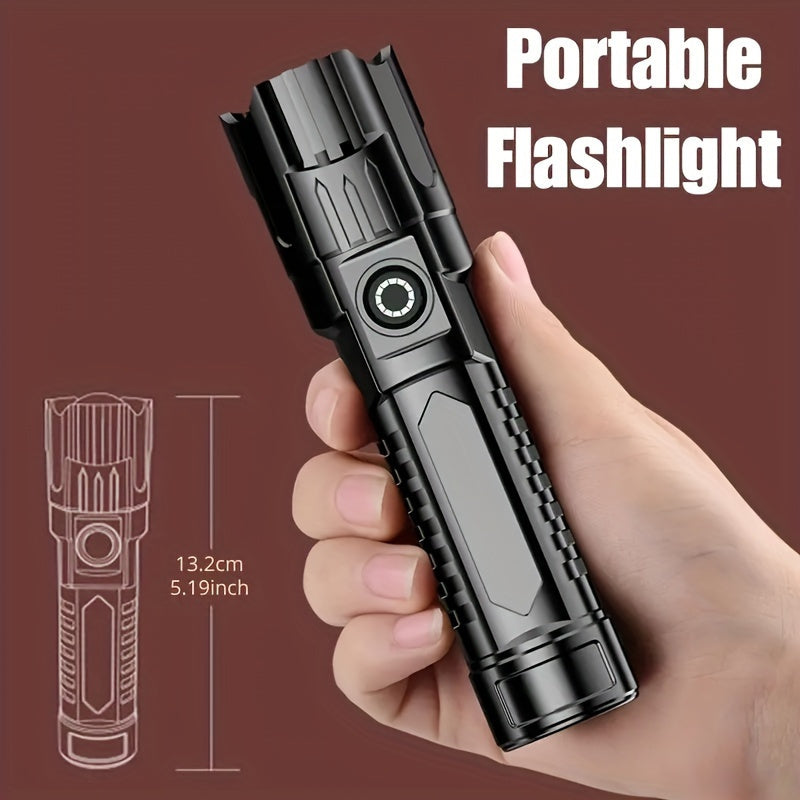 APOLLOFIRE 2-Pack LED Flashlights, 1200mAh Lithium Rechargeable Battery, Portable Tactical Zoom, USB, High Lumen Flood & Security Light, Push Button Control, Semi Flush Mount, No Remote, Black Plastic Finish
