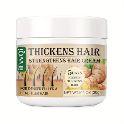 Ginger & Jojoba Oil Hair Thickening Cream - 30g | Enhances Fullness & Strength for All Hair Types, with Biotin & Ginseng Extracts,