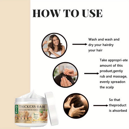 Ginger & Jojoba Oil Hair Thickening Cream - 30g | Enhances Fullness & Strength for All Hair Types, with Biotin & Ginseng Extracts,