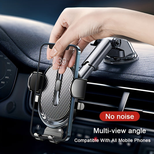 Soporte giratorio para teléfono de coche: soporte telescópico ajustable con ventosa para salpicadero y clip de bloqueo automático para navegación, llamadas manos libres y fácil acceso.