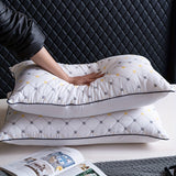 Luxury Hotel Bed Pillow with Quilted Design and Yellow Accents - Machine Washable, High-Quality, Perfect for Side or Back Sleeping - Outdoor Camping Pillow - Space Themed - Zipper Closure - Relaxed Style - Suitable for All Se