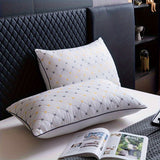 Luxury Hotel Bed Pillow with Quilted Design and Yellow Accents - Machine Washable, High-Quality, Perfect for Side or Back Sleeping - Outdoor Camping Pillow - Space Themed - Zipper Closure - Relaxed Style - Suitable for All Se