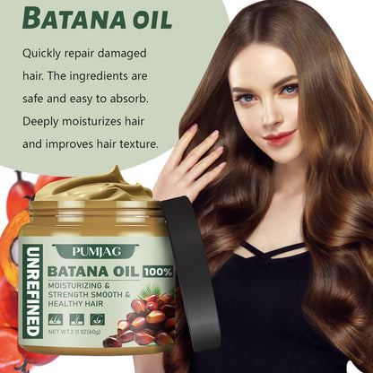 Batana Miracle Hair Oil - 100% Pure, Strengthens & Thickens Hair, Moisturizes Root to Tip, Repairs Damage, Leaves Smooth,, 2.11oz (60g)