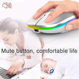 Ultra-Slim Wireless Mouse - Rechargeable, Silent, Portable Dual-Mode USB & Optical with C-Type Adapter for Computers