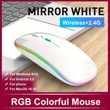 Ultra-Slim Wireless Mouse - Rechargeable, Silent, Portable Dual-Mode USB & Optical with C-Type Adapter for Computers