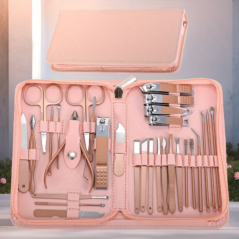 7pcs Classic Stainless Steel Nail Clipper Set, Straight Edge Metal Blade, Unscented Fingernail Grooming Kit with Storage Case, Professional Manicure Pedicure Tools