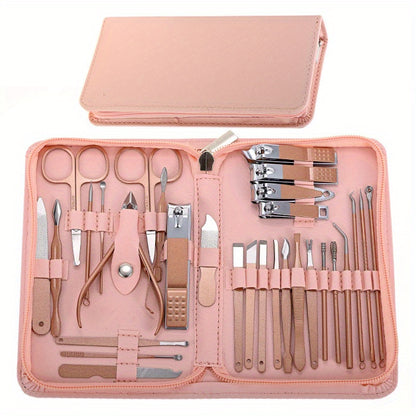 7pcs Classic Stainless Steel Nail Clipper Set, Straight Edge Metal Blade, Unscented Fingernail Grooming Kit with Storage Case, Professional Manicure Pedicure Tools