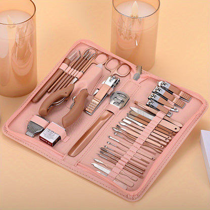 7pcs Classic Stainless Steel Nail Clipper Set, Straight Edge Metal Blade, Unscented Fingernail Grooming Kit with Storage Case, Professional Manicure Pedicure Tools