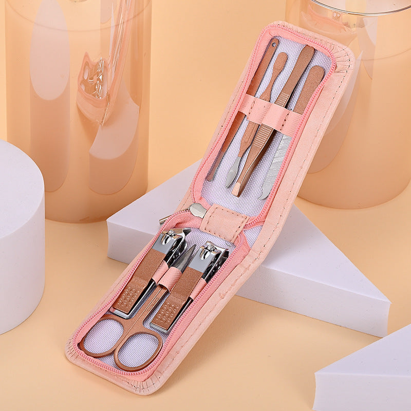 7pcs Classic Stainless Steel Nail Clipper Set, Straight Edge Metal Blade, Unscented Fingernail Grooming Kit with Storage Case, Professional Manicure Pedicure Tools
