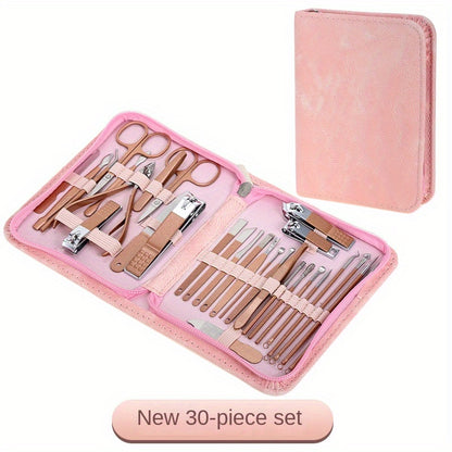 7pcs Classic Stainless Steel Nail Clipper Set, Straight Edge Metal Blade, Unscented Fingernail Grooming Kit with Storage Case, Professional Manicure Pedicure Tools