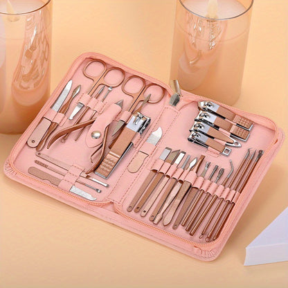 7pcs Classic Stainless Steel Nail Clipper Set, Straight Edge Metal Blade, Unscented Fingernail Grooming Kit with Storage Case, Professional Manicure Pedicure Tools