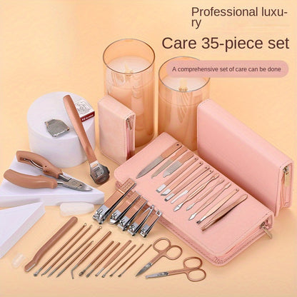 7pcs Classic Stainless Steel Nail Clipper Set, Straight Edge Metal Blade, Unscented Fingernail Grooming Kit with Storage Case, Professional Manicure Pedicure Tools