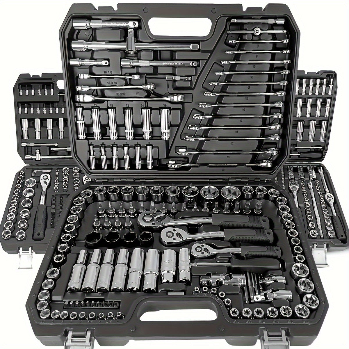 46pcs Finger Wrench Set with Sleeve - 1/4 Drive, Extension Rod for Auto &amp; Home Maintenance, Steel Plated, Non-Power Tools with Storage Case