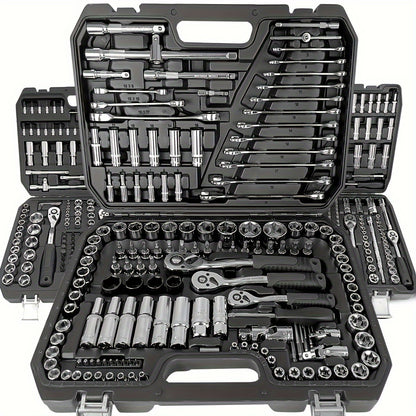 46pcs Finger Wrench Set with Sleeve - 1/4 Drive, Extension Rod for Auto &amp; Home Maintenance, Steel Plated, Non-Power Tools with Storage Case