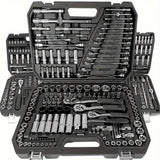 46pcs Finger Wrench Set with Sleeve - 1/4 Drive, Extension Rod for Auto &amp; Home Maintenance, Steel Plated, Non-Power Tools with Storage Case