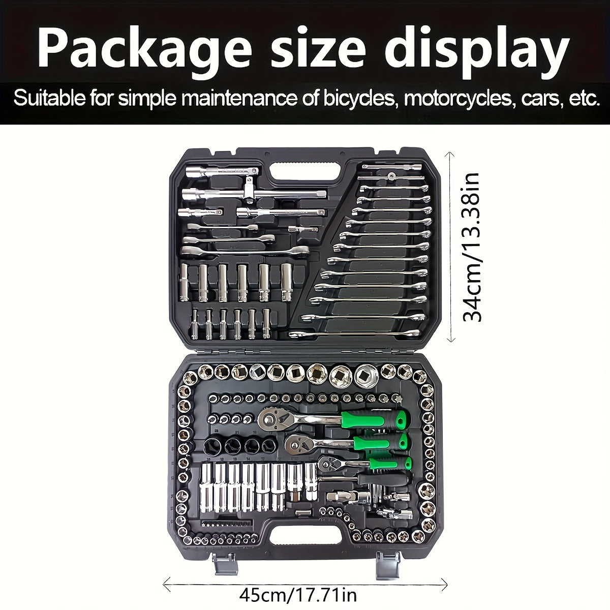 46pcs Finger Wrench Set with Sleeve - 1/4 Drive, Extension Rod for Auto &amp; Home Maintenance, Steel Plated, Non-Power Tools with Storage Case