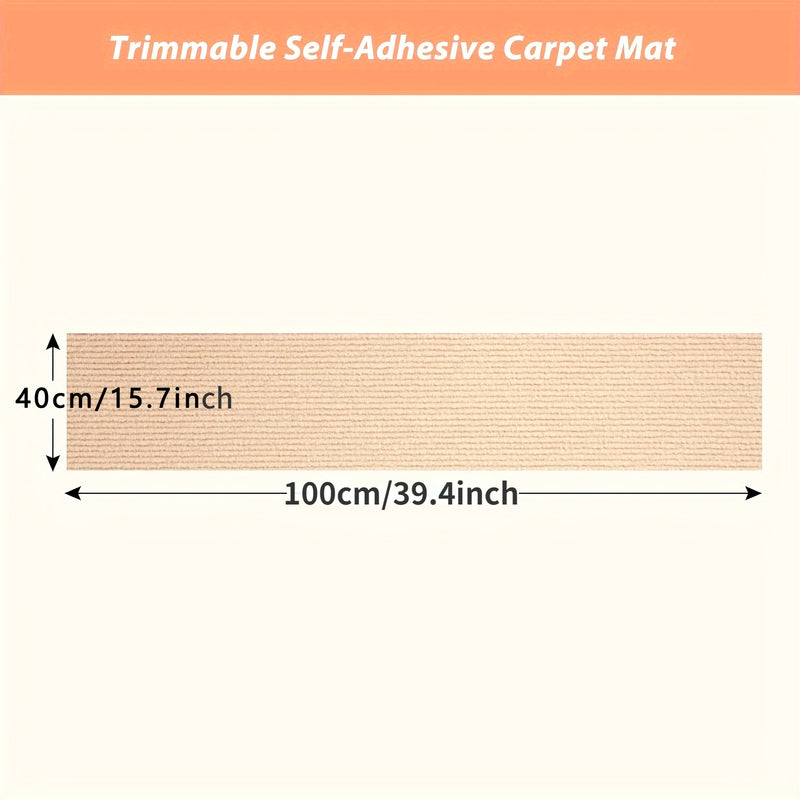 1pc Self-Adhesive Cat Scratching Pad - 39.88cm x 100.08cm Polyester Material, Ideal for Claw Care and Furniture Protection, Easy to Assemble, Multipurpose for Cats