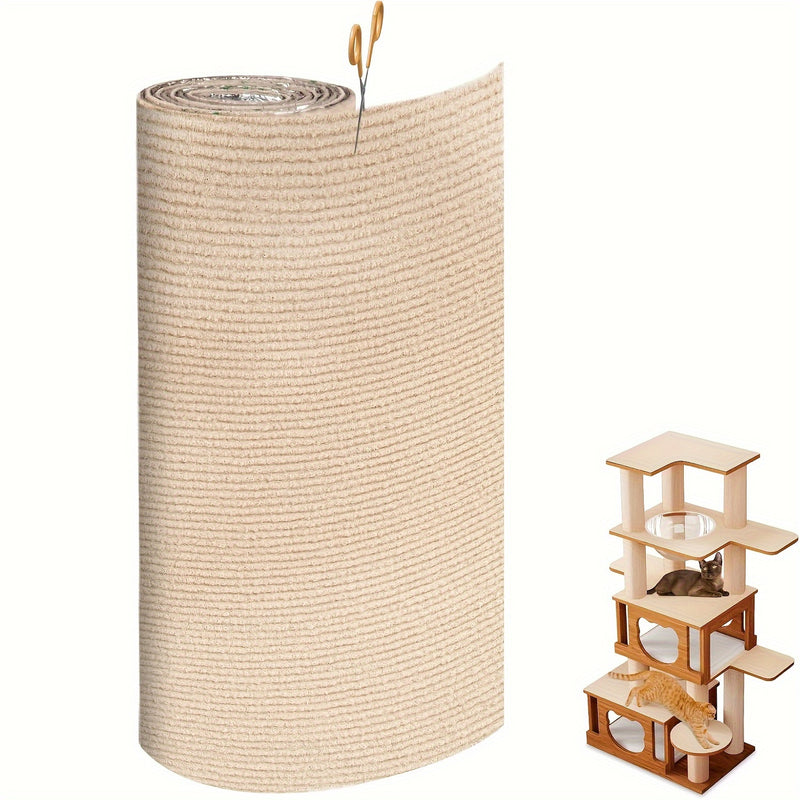 1pc Self-Adhesive Cat Scratching Pad - 39.88cm x 100.08cm Polyester Material, Ideal for Claw Care and Furniture Protection, Easy to Assemble, Multipurpose for Cats