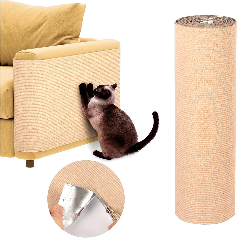1pc Self-Adhesive Cat Scratching Pad - 39.88cm x 100.08cm Polyester Material, Ideal for Claw Care and Furniture Protection, Easy to Assemble, Multipurpose for Cats