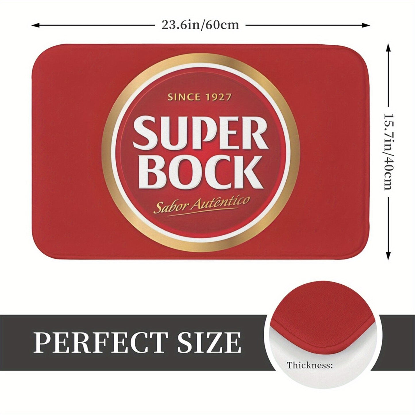 Super Bock-Inspired Lightweight Polyester Doormat - Machine Washable, Rectangle Kitchen &amp; Outdoor Rug for Home Decor