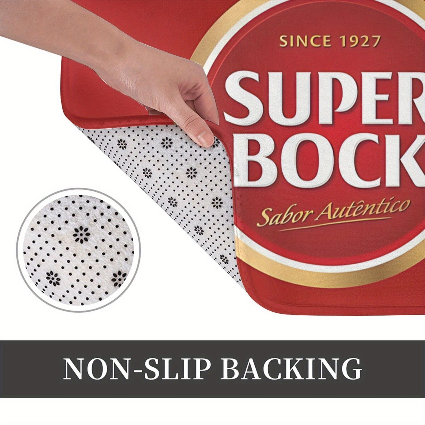 Super Bock-Inspired Lightweight Polyester Doormat - Machine Washable, Rectangle Kitchen &amp; Outdoor Rug for Home Decor