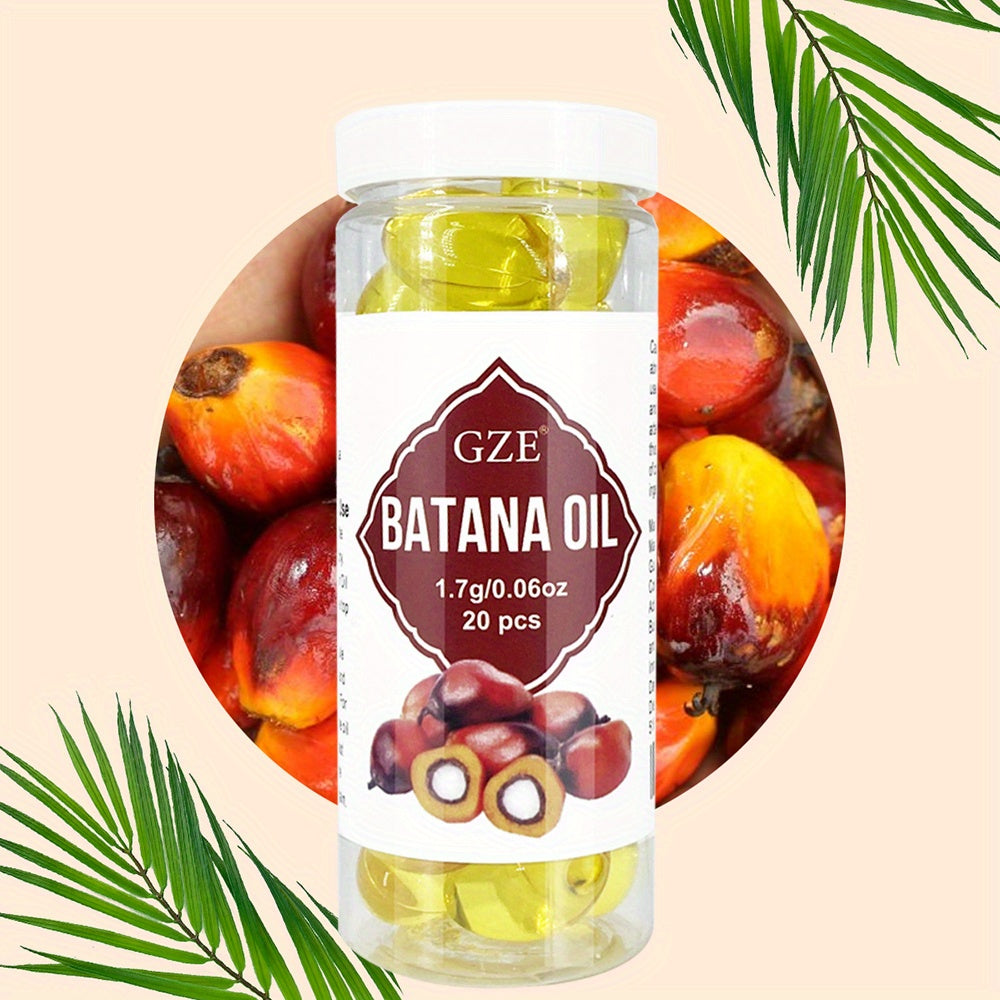 GZE Hair Batana Oil Capsules - Cold-Pressed and Unrefined Oil for Hair, Fortifies Weak and Dry Hair - Non-Greasy Formula Enriched with Antioxidant Vitamins - 20 Capsules