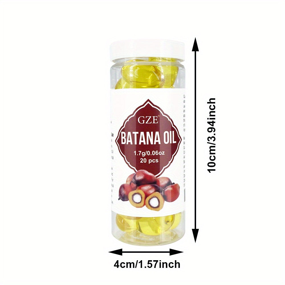 GZE Hair Batana Oil Capsules - Cold-Pressed and Unrefined Oil for Hair, Fortifies Weak and Dry Hair - Non-Greasy Formula Enriched with Antioxidant Vitamins - 20 Capsules