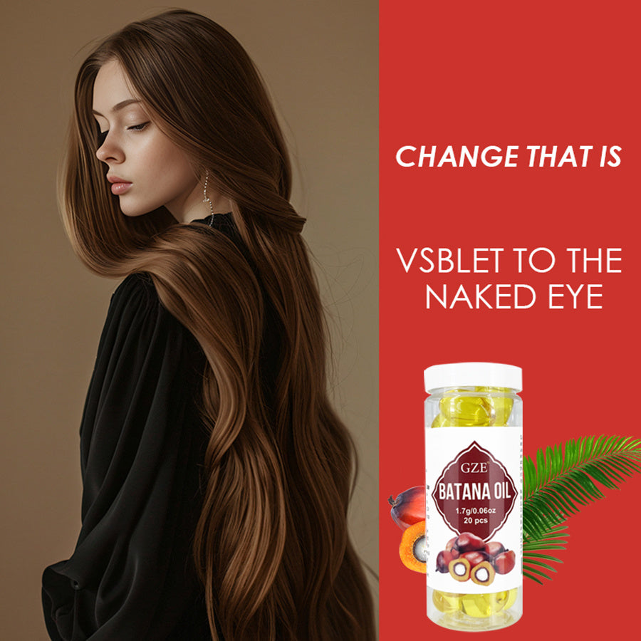 GZE Hair Batana Oil Capsules - Cold-Pressed and Unrefined Oil for Hair, Fortifies Weak and Dry Hair - Non-Greasy Formula Enriched with Antioxidant Vitamins - 20 Capsules