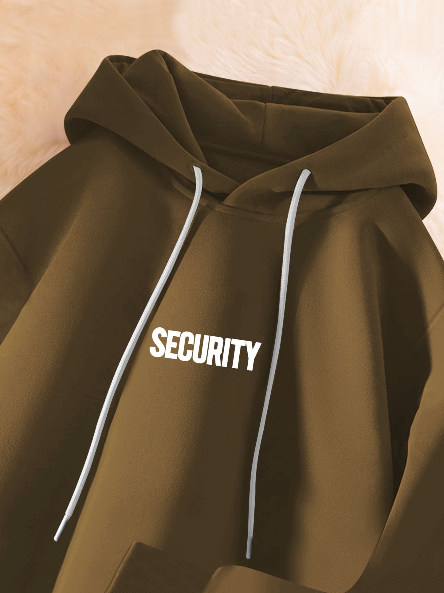 Men's Casual Hoodie with Security Print - Cozy &amp; Stylish Long Sleeve Pullover for Fall/Winter, Polyester Blend