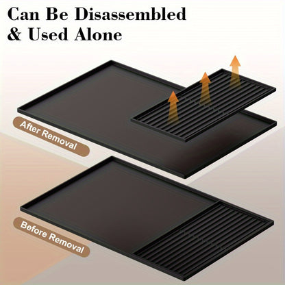 Premium Black Silicone Coffee Mat with Raised Edges - 59.94cm x 39.88cm Espresso Machine Countertop Protector & Dish Drying Mat, Ideal for Home Baristas, Coffee Bar Accessories