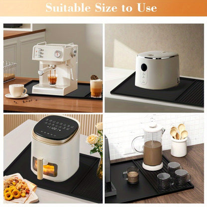 Premium Black Silicone Coffee Mat with Raised Edges - 59.94cm x 39.88cm Espresso Machine Countertop Protector & Dish Drying Mat, Ideal for Home Baristas, Coffee Bar Accessories