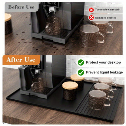 Premium Black Silicone Coffee Mat with Raised Edges - 59.94cm x 39.88cm Espresso Machine Countertop Protector & Dish Drying Mat, Ideal for Home Baristas, Coffee Bar Accessories