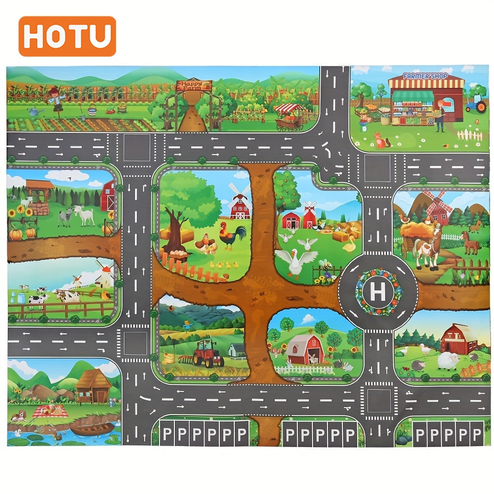 Versatile Traffic Play Mat - Educational Route Map for Youngsters, Ideal Room Decor & Gift for Halloween and Christmas
