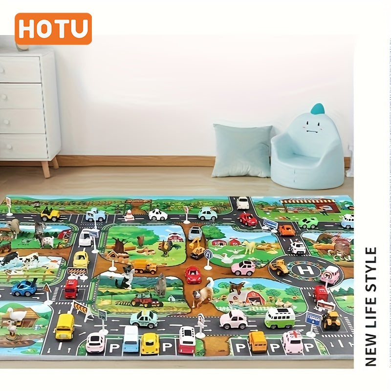Versatile Traffic Play Mat - Educational Route Map for Youngsters, Ideal Room Decor & Gift for Halloween and Christmas