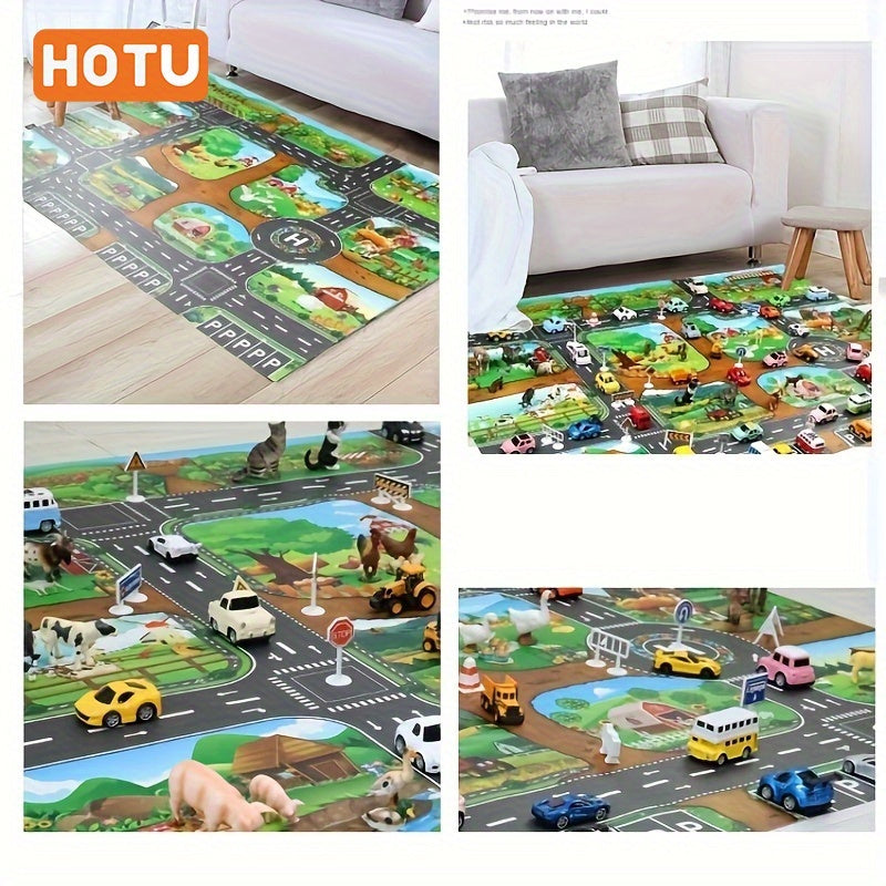 Versatile Traffic Play Mat - Educational Route Map for Youngsters, Ideal Room Decor & Gift for Halloween and Christmas