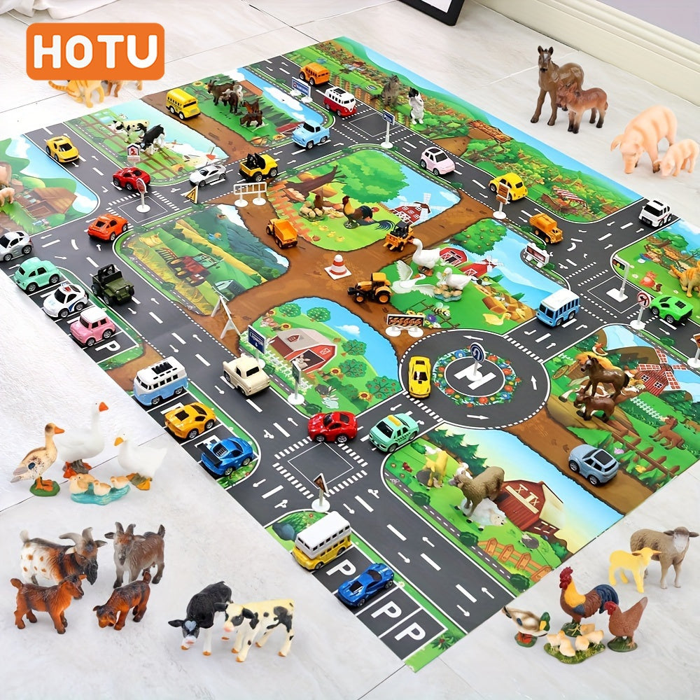 Versatile Traffic Play Mat - Educational Route Map for Youngsters, Ideal Room Decor & Gift for Halloween and Christmas