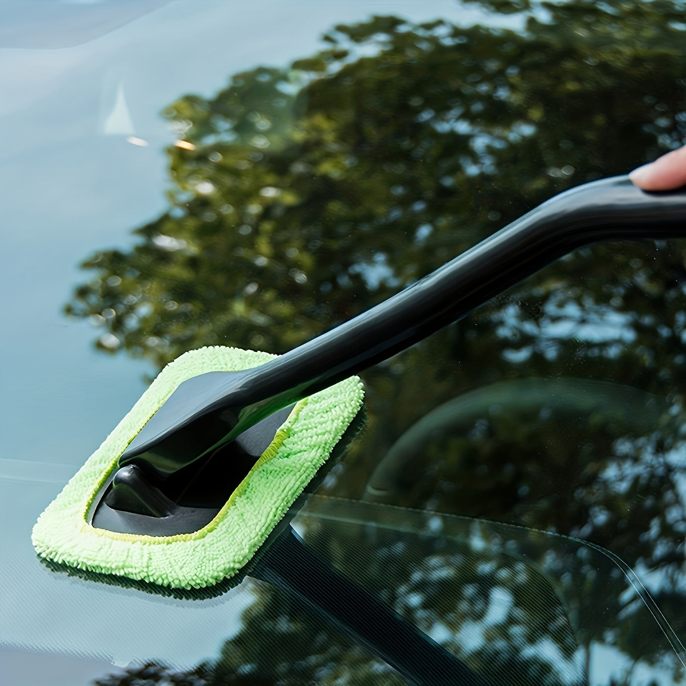 Juego de cepillos de limpieza para parabrisas de coche con mango largo y fácil acceso: herramienta de limpieza protectora con 1 paño de repuesto para el cabezal.