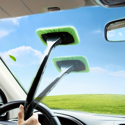 Juego de cepillos de limpieza para parabrisas de coche con mango largo y fácil acceso: herramienta de limpieza protectora con 1 paño de repuesto para el cabezal.